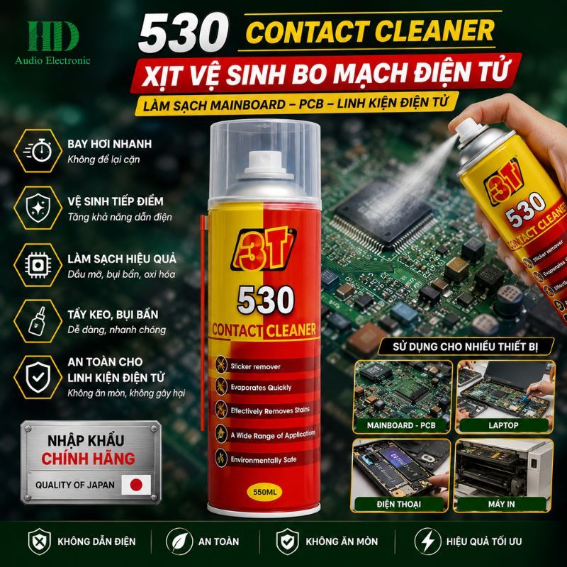 Dung Dịch Vệ Sinh Bo Mạch PCB  3T 530 550ml - Làm Sạch Tiếp Điểm Điện , IC, Module, Công Tắc, Jack C