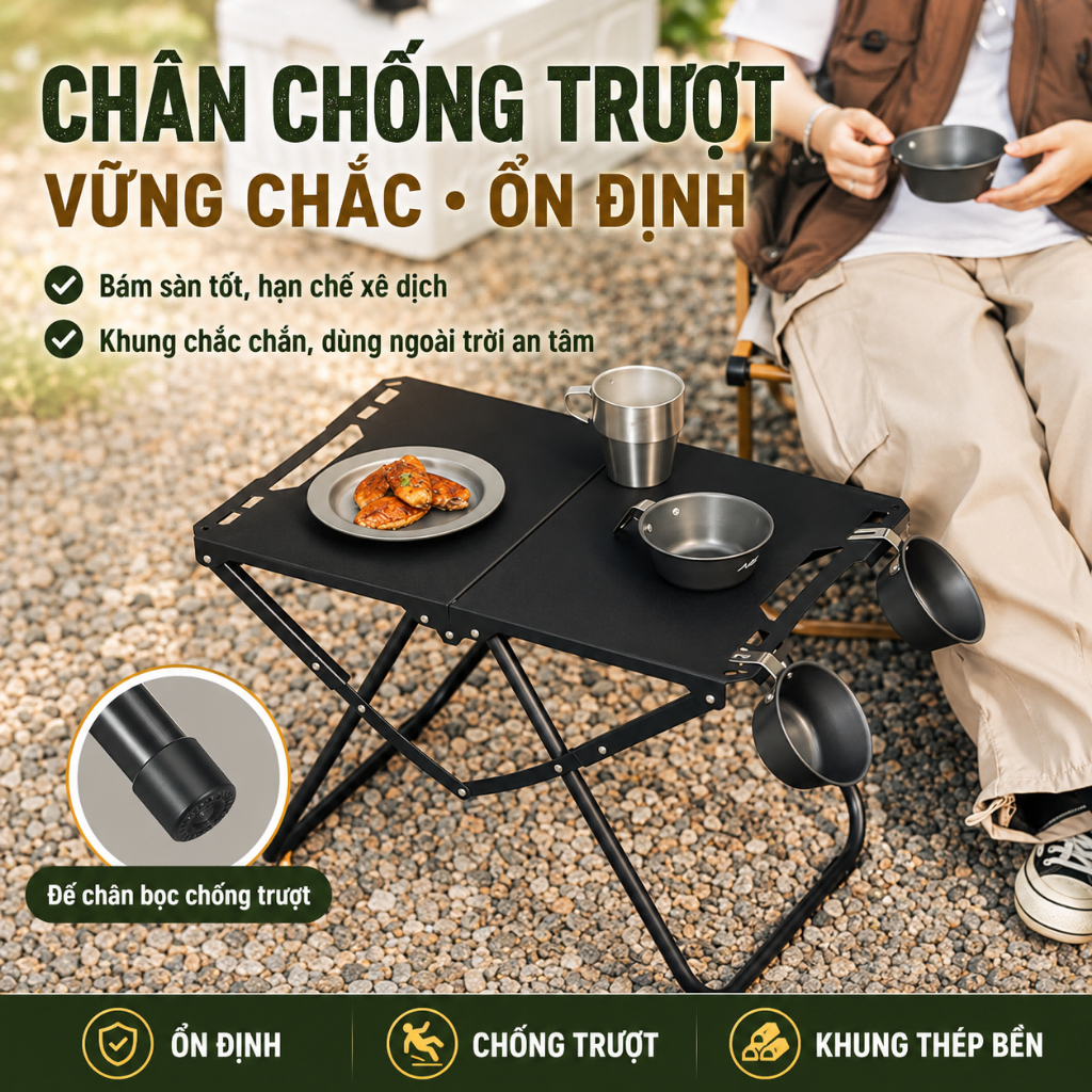 Bàn cắm trại ngoài trời có thể gập lại, di động, trọng lượng nhẹ, bàn dã ngoại bằng nhôm BBQ, bàn cắm trại | BigBuy360 - bigbuy360.vn