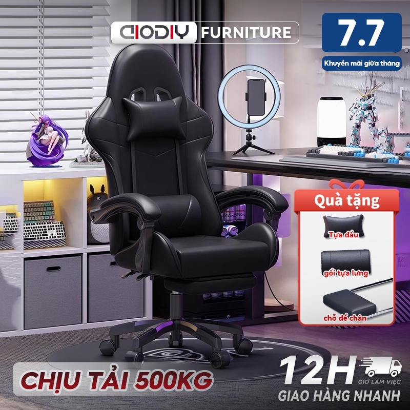 Ghế gaming AIODIY Công thái học bọc nệm mềm Thích hợp làm việc chơi game do điều chỉnh chiều cao và có đế đạp