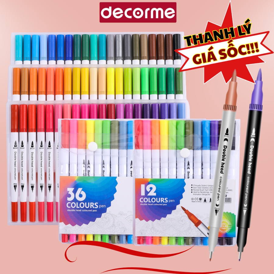 [THANH LÝ] Bút brush viết calligraphy DecorMe bút dual tip brush pen 2 đầu đa năng trang trí sổ, bul