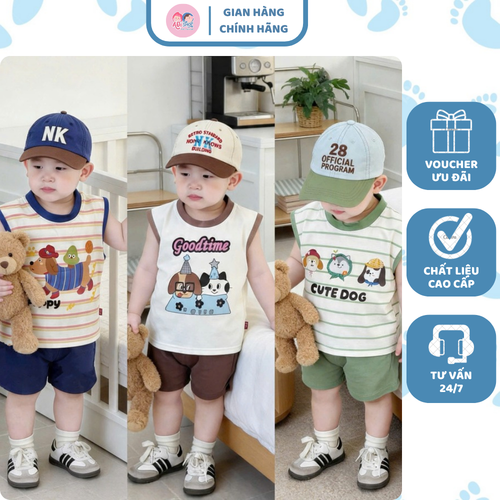 [À ƠI SHOP] D83- set 3 bộ ba lỗ chó sọc ngang - a100.391