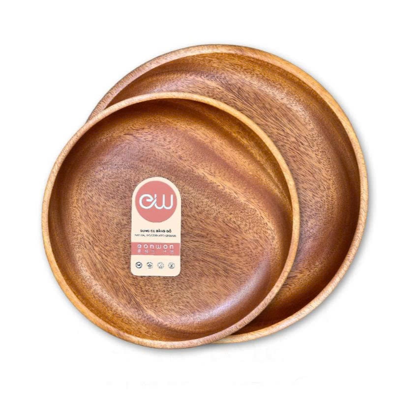 Dĩa tròn gỗ xà cừ Eonwon 26cm DC-EW301