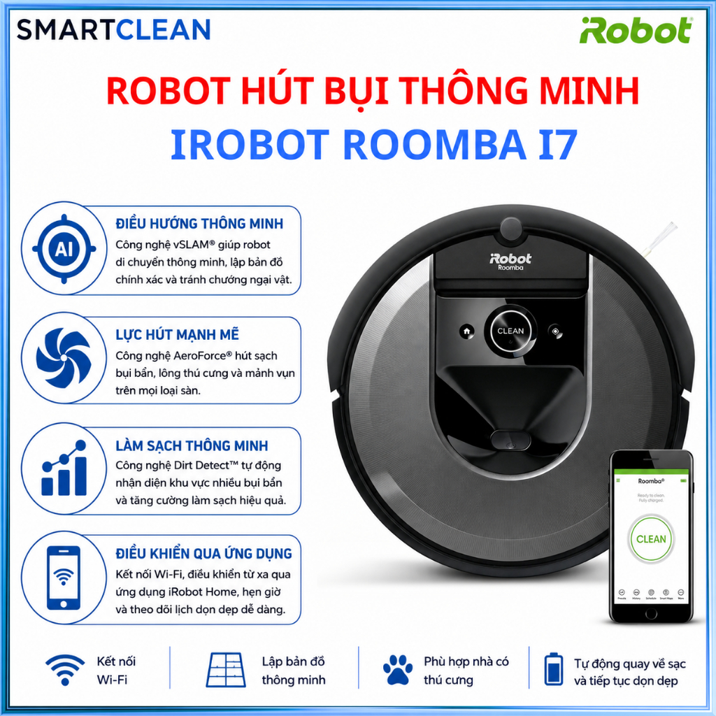 Robot hút bụi iRobot roomba i7 | thương hiệu Mỹ