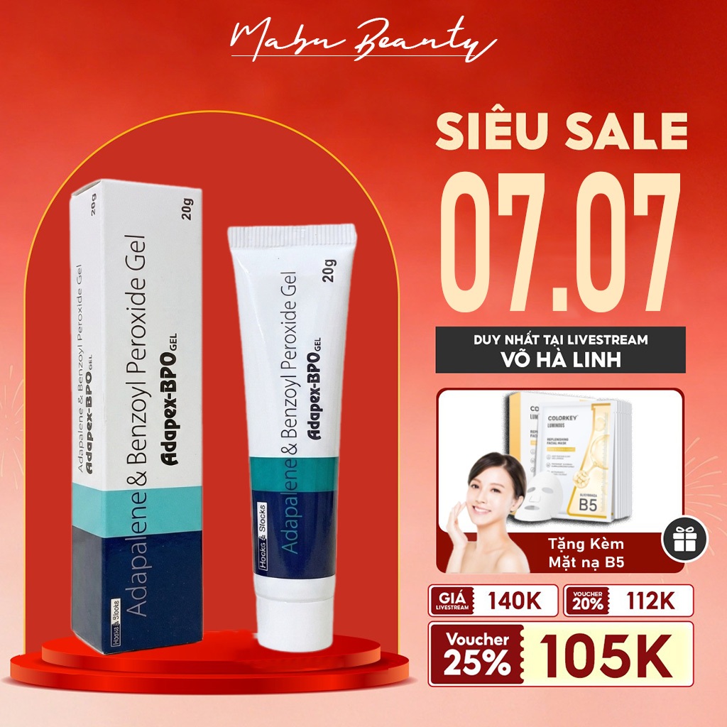 Kem Chấm Mụn Adapex BPO 20G Gel Giảm Mụn Ẩn Mụn Cám Mụn Mờ Thâm Làm Dịu Da Mờ Thâm