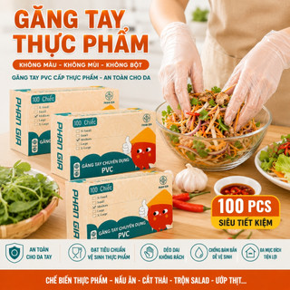Găng Tay Trong Suốt PVC Phan Gia 300 Chiếc 3 Hộp Găng Tay Nhà Bếp Dọn Dẹp Spa Size S M L