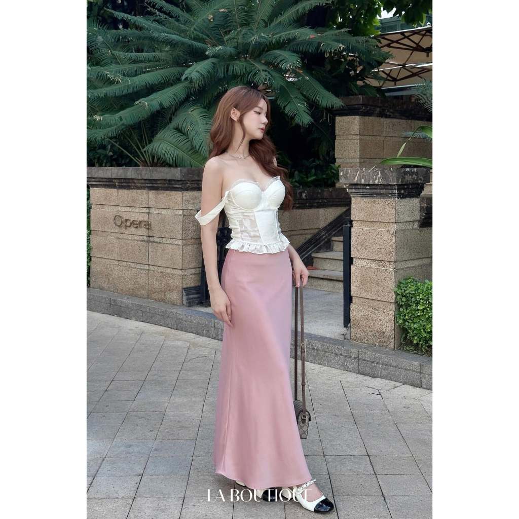 Chân váy lụa dài hai lớp LA BOUTIQUE