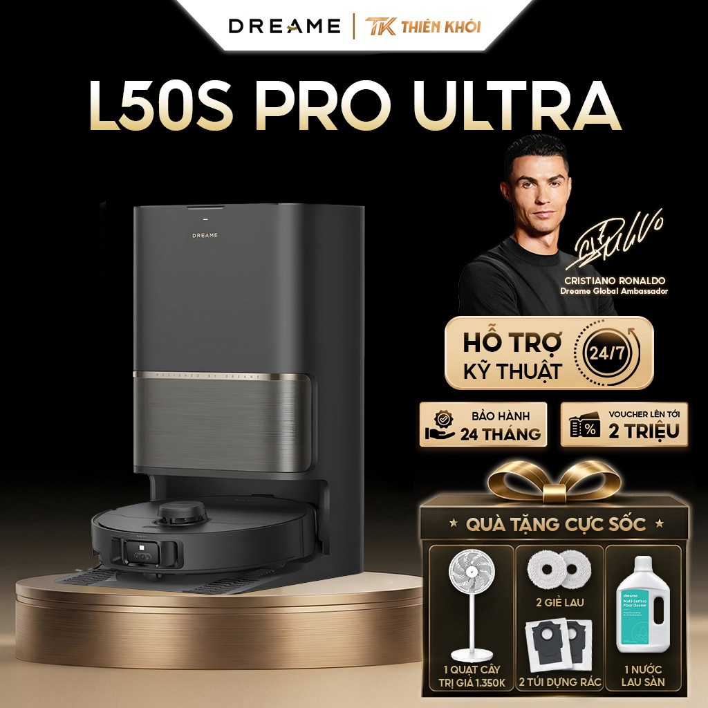 Robot Hút Bụi Lau Nhà Dreame L50s Pro Ultra | Lực Hút 30.000Pa Giặt Giẻ 100°C, Camera AI, Chống Rối