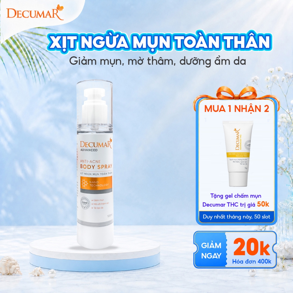 [VHL x Decumar] Xịt ngừa mụn lưng Decumar Advanced 100ml hỗ trợ giảm mụn, mờ thâm mụn, XDA02
