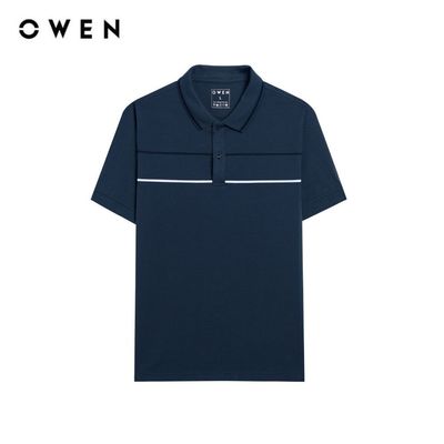 Owen - Áo polo Body Fit APV243770 màu Xanh đậm chất liệu CVC Spandex