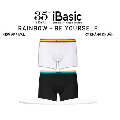 Quần lót nam Rainbow iBasic lưng sọc phom trunk cotton USA kháng khuẩn PANM163A, PANM163B