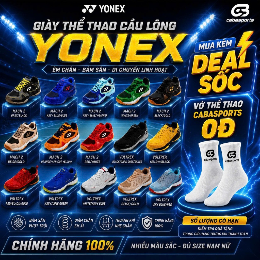 Giày cầu lông Yonex Voltrex, Mach 2 chính hãng chất lượng giá tốt