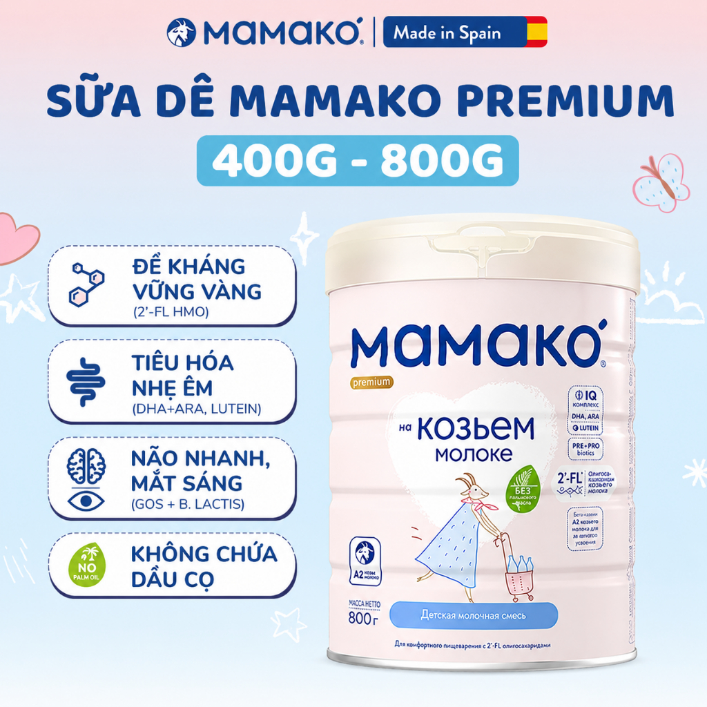 Sữa Dê MAMAKO Premium 400g/800g Đạm A2