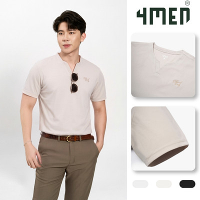 Áo Thun Rayon Cổ V Thêu Chữ Beyond Daily Form Regular AT195 Năng Động, Trẻ Trung