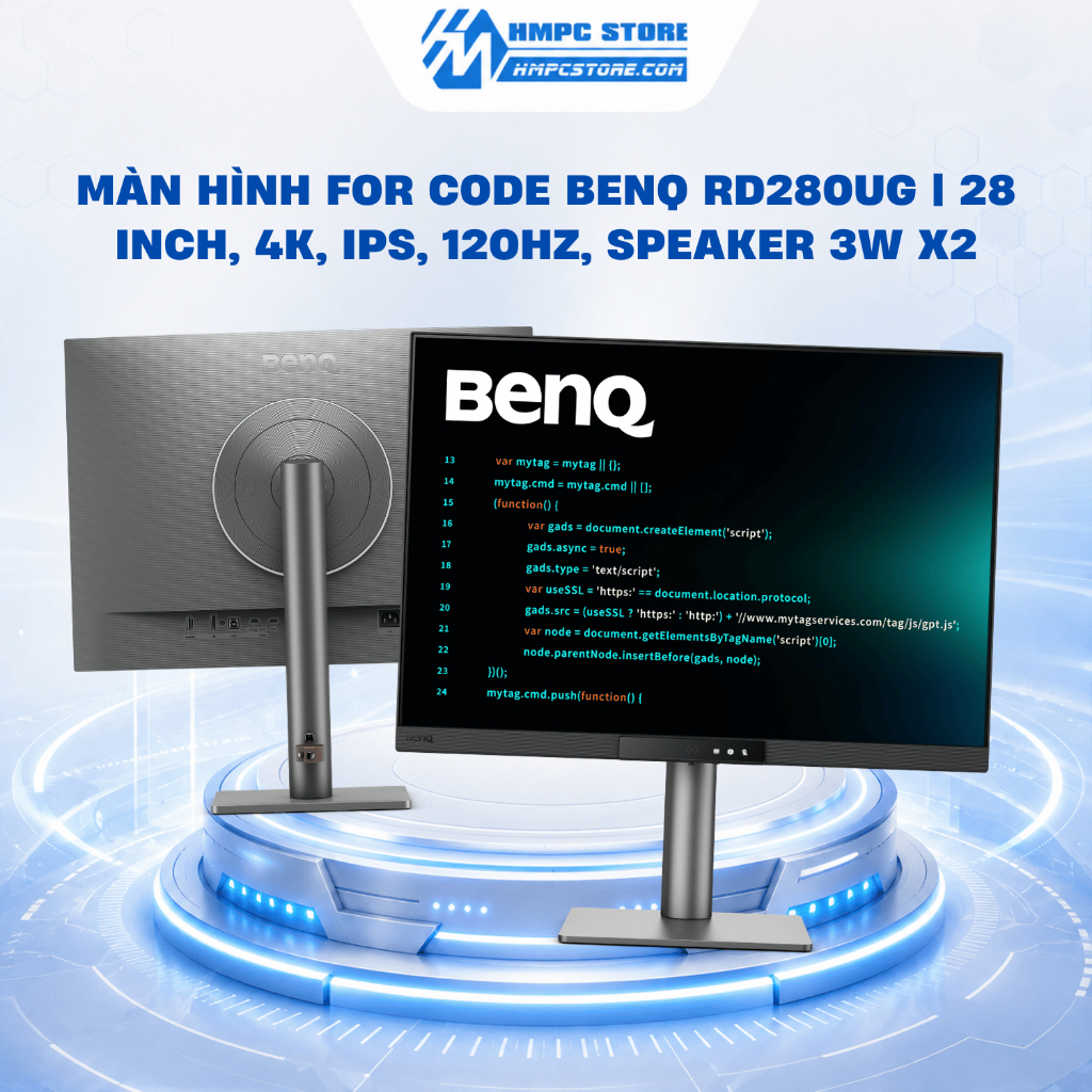 Màn hình FOR CODE BenQ RD280UG | 28 Inch, 4K, IPS, 120Hz, Speaker 3W x2, BH 3 năm