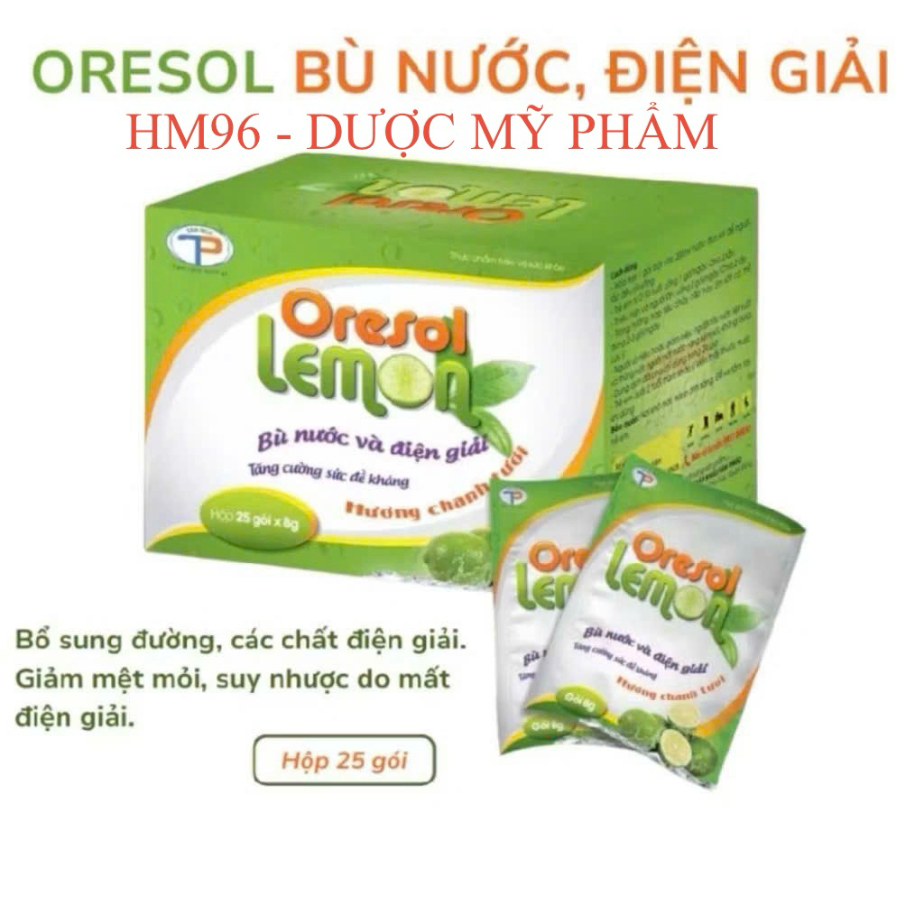 Oresol Lemon vị chanh bù nước điện giải cơ thể, uống khi sốt, mất nước, đi ngoài  ( Hộp 25 gói )