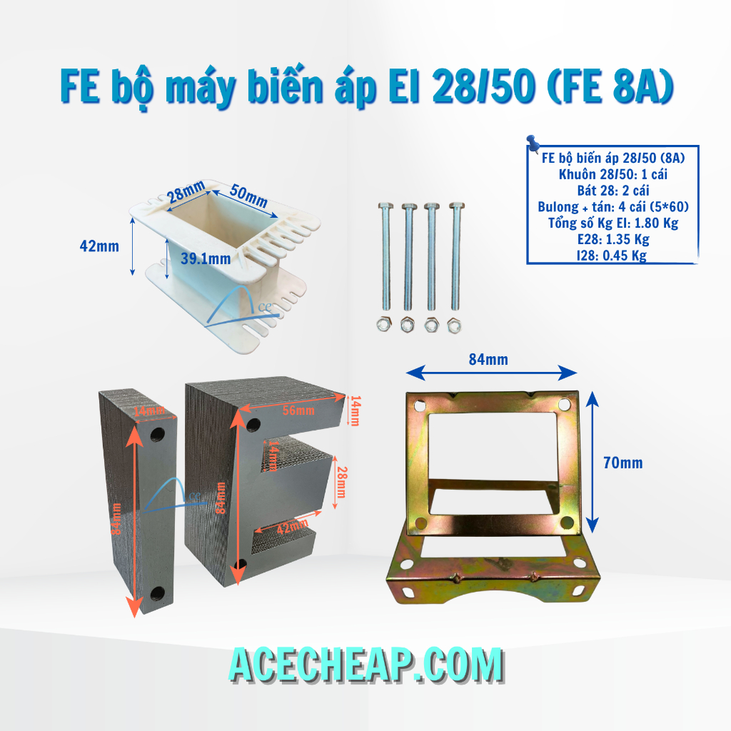 Fe bộ máy biến áp EI 28/50 (fe 8a)