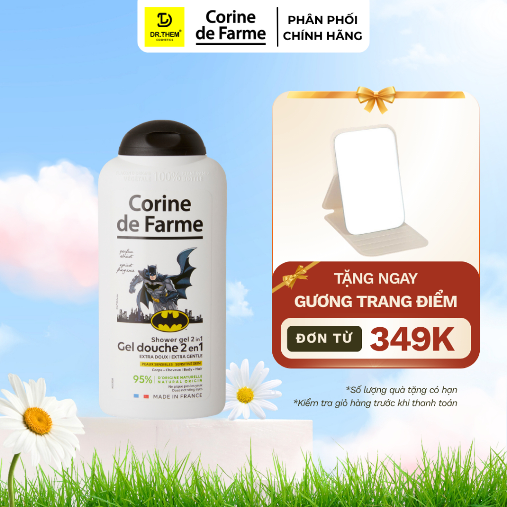 Gel Tắm Gội 2 In 1 Cho Bé Corine De Farme Batman 300ml – Hương Quả Mơ - Dr Thêm