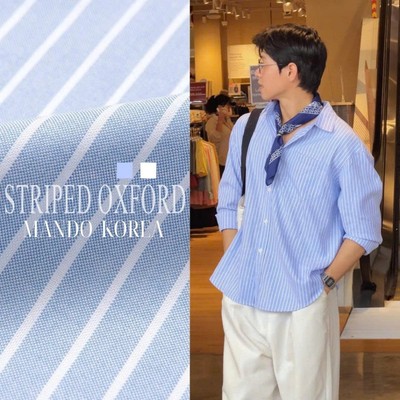 Áo Sơ Mi Striped-Oxford Kẻ Sọc Oversized Phong Cách Hàn Quốc MANDO KOREA Menswear -  SHT048