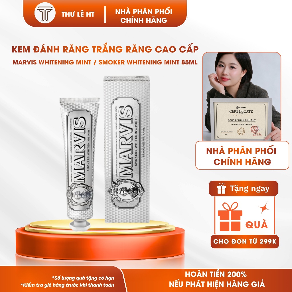 Kem Đánh Răng Trắng Răng Cao Cấp Marvis Whitening Mint / Smoker Whitening Mint (Tuýp 85ml)