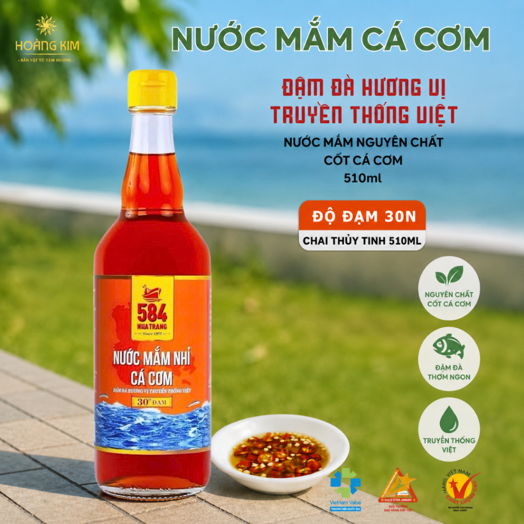 Nước mắm 584 Nha Trang 30 độ đạm - Chai thuỷ tinh 500 ml