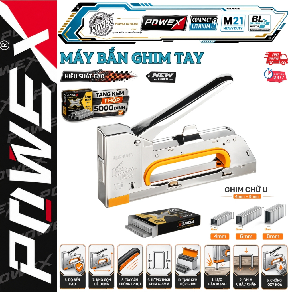 Máy bắn ghim tay, súng bắn ghim cầm tay ghim gỗ khung tranh tường đa năng tặng kèm 1 hộp ghim