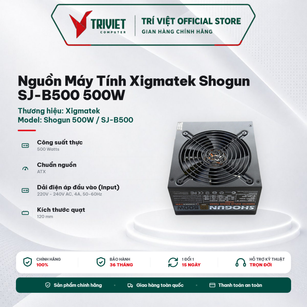 Nguồn Máy Tính Xigmatek Shogun SJ-B500 500W 80 Plus Bronze Full Range PSU EN7470