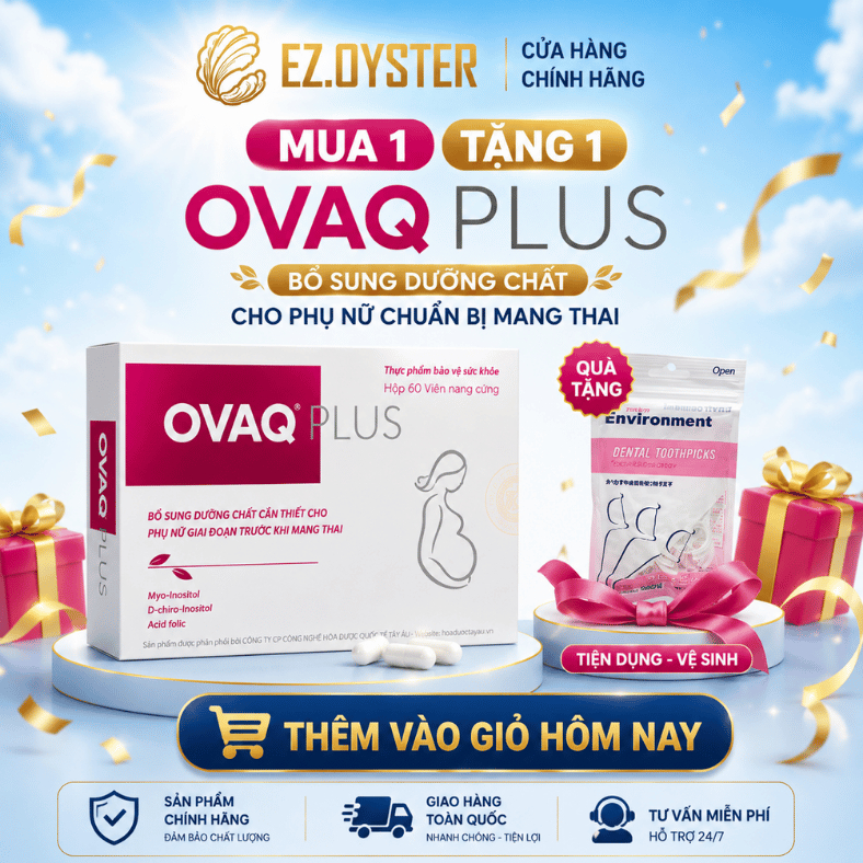 OVAQ Plus Bổ Trứng, Bổ Sung Myo-Inositol, D-Chiro-Inositol, Acid Folic Cho Phụ Nữ Chuẩn Bị Mang Thai