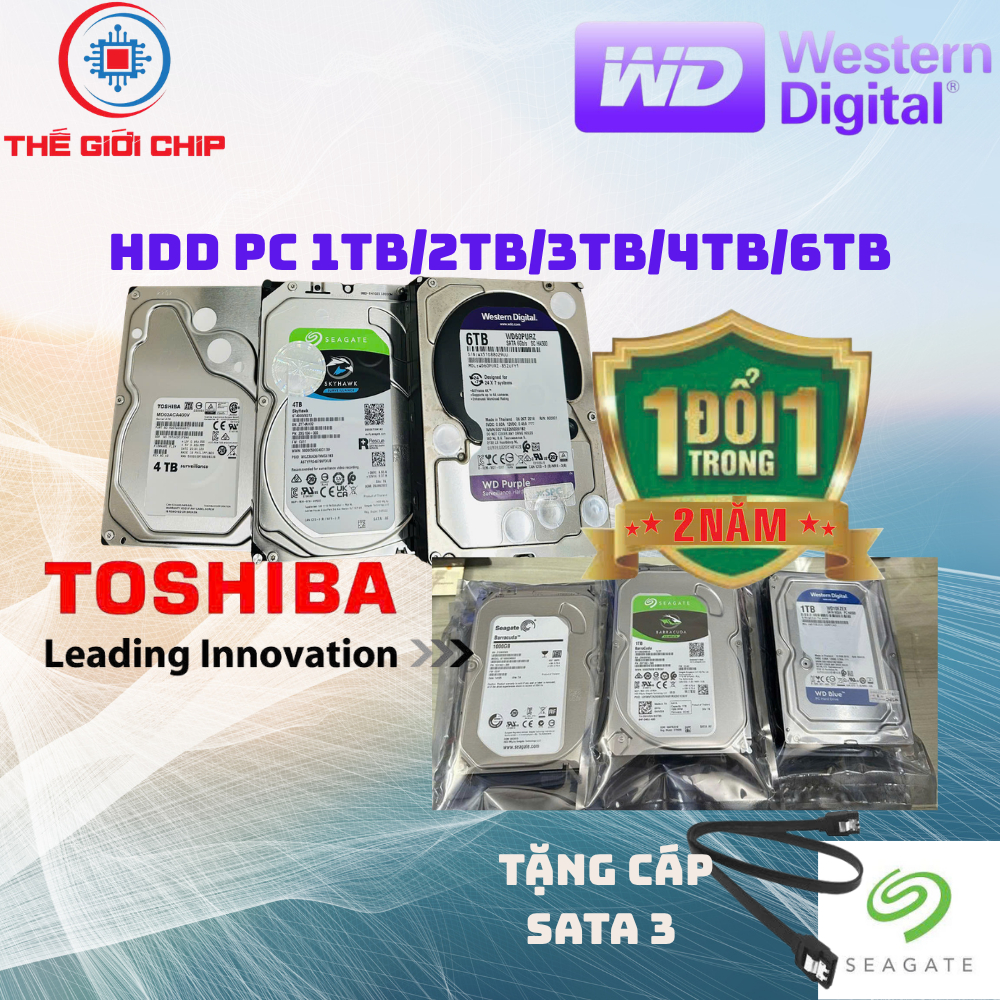 Ổ cứng HDD Western/Seagate/Toshiba 1TB*2TB**3TB*4TB*6TB (3.5 inch/Sata 3) l camera & PC like new Bảo