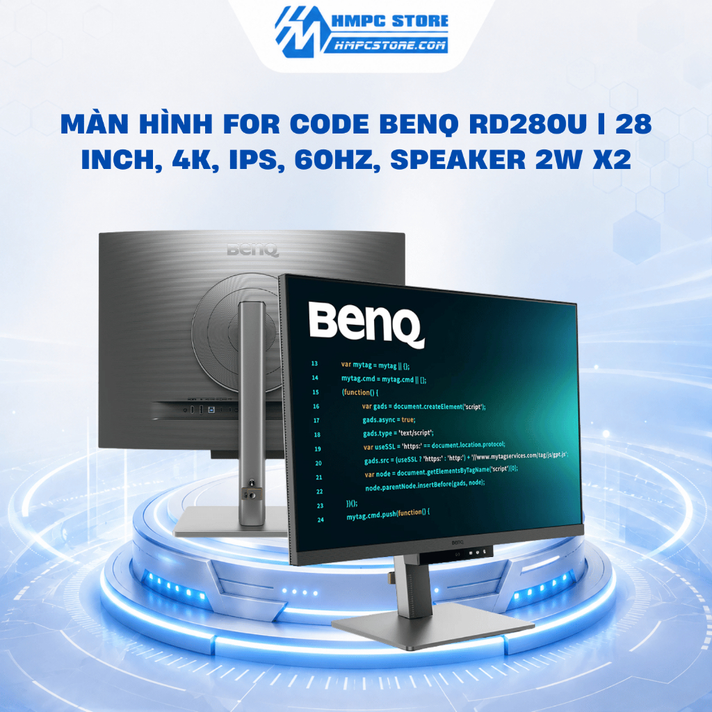 Màn hình FOR CODE BenQ RD280U | 28 Inch, 4K, IPS, 60Hz, Speaker 2W x2, BH 3 năm