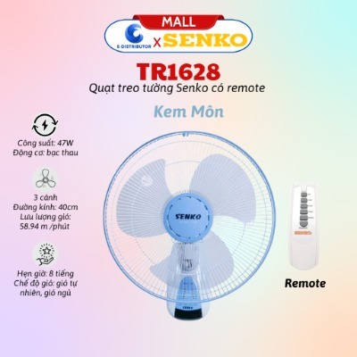 Senko_Quạt treo tường Senko có remote TR1628 - Hàng Chính Hãng