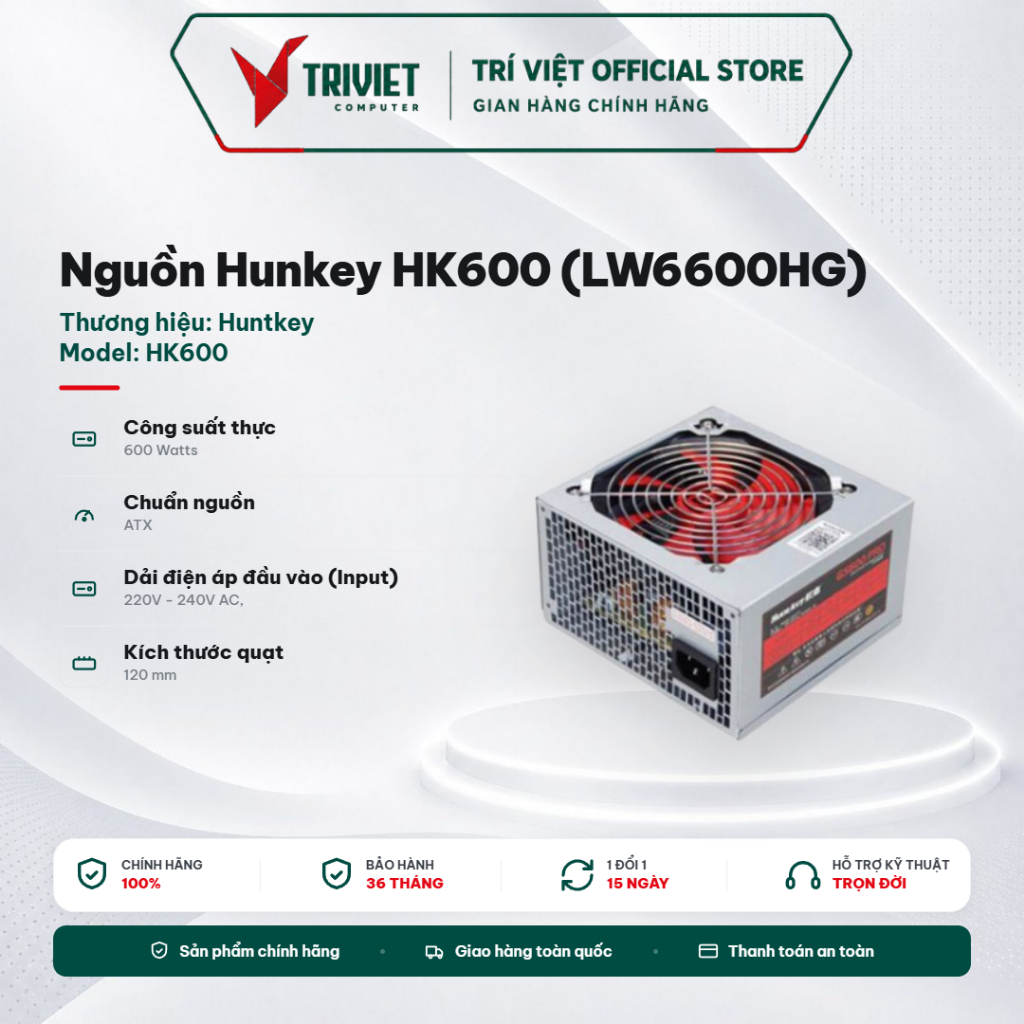 Nguồn Huntkey ECO500, GX750PRO, HK600 LW6600HG Công Suất Thực ATX Cho PC Văn Phòng Gaming