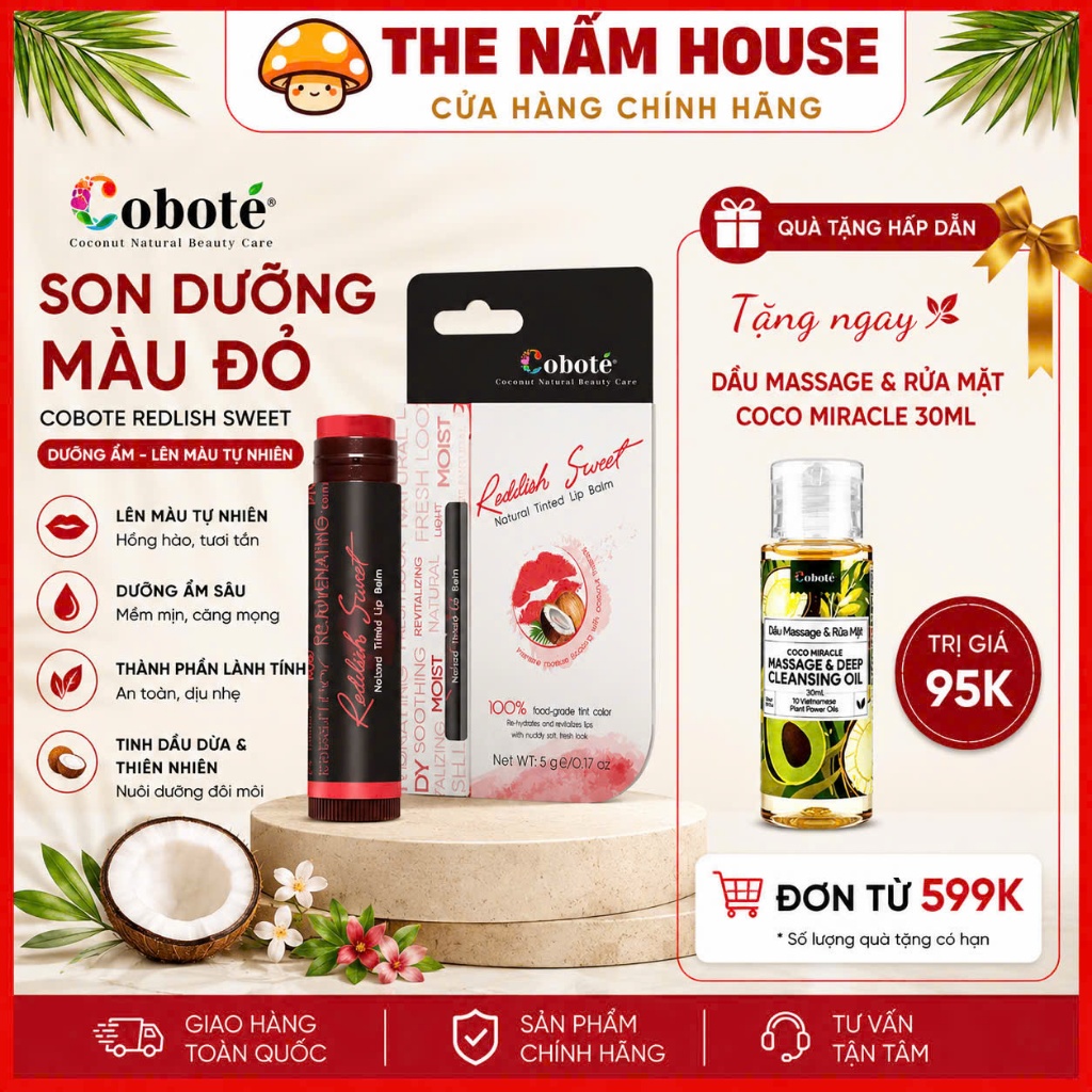 Son dưỡng môi có màu Cobote dưỡng ẩm, làm mềm môi 5g