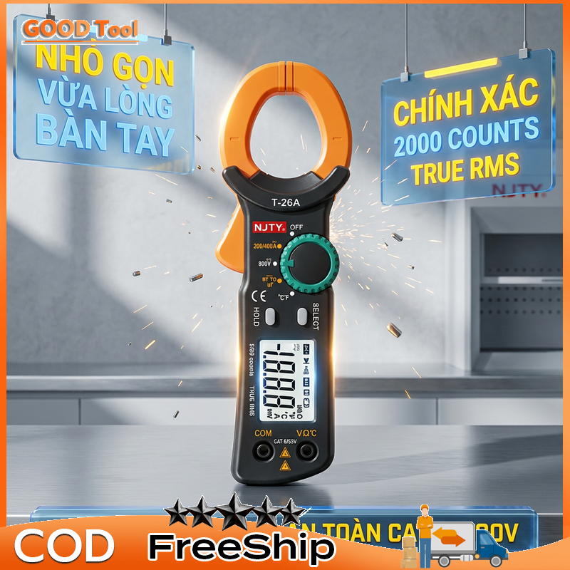 Ampe kìm Đồng hồ kẹp dòng vạn năng NJTY 3266TA-Đã bao gồm pin