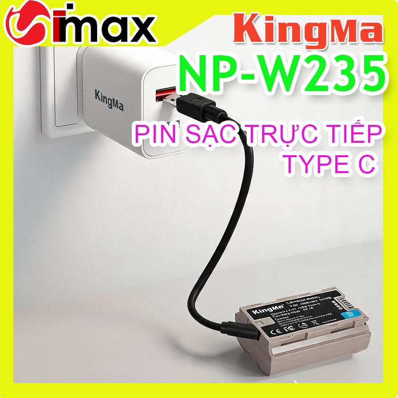 Pin máy ảnh Kingma sạc trực tiếp Type-C for Fujifilm W235, 1960mAh, Sạc nhanh Kingma