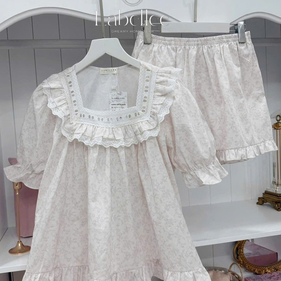 Set hoa nhí cổ vuông dáng babydoll BN49 Labellee chất liệu thô Hàn thoáng mát phù hợp mùa hè