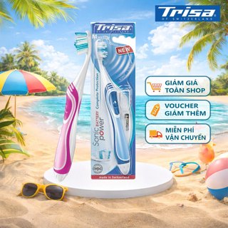 Bàn chải pin trisa chống nước tuyệt đối, độ rung mạnh làm sạch răng hiệu quả với 3 cước bàn chải