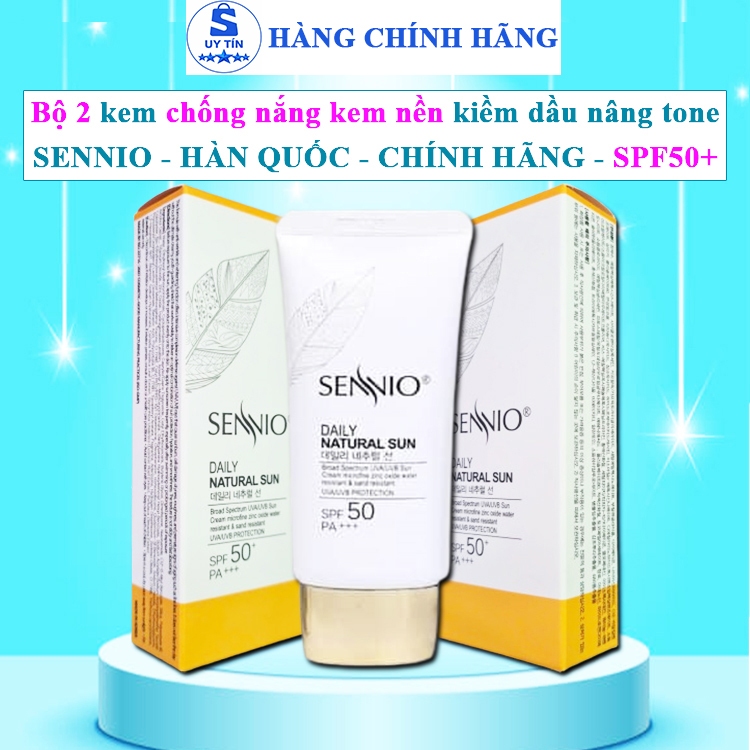 COMBO kem chống nắng sennio nâng tone kem chống nắng sennio hàn quốc chính hãng kcn sennio daily nat