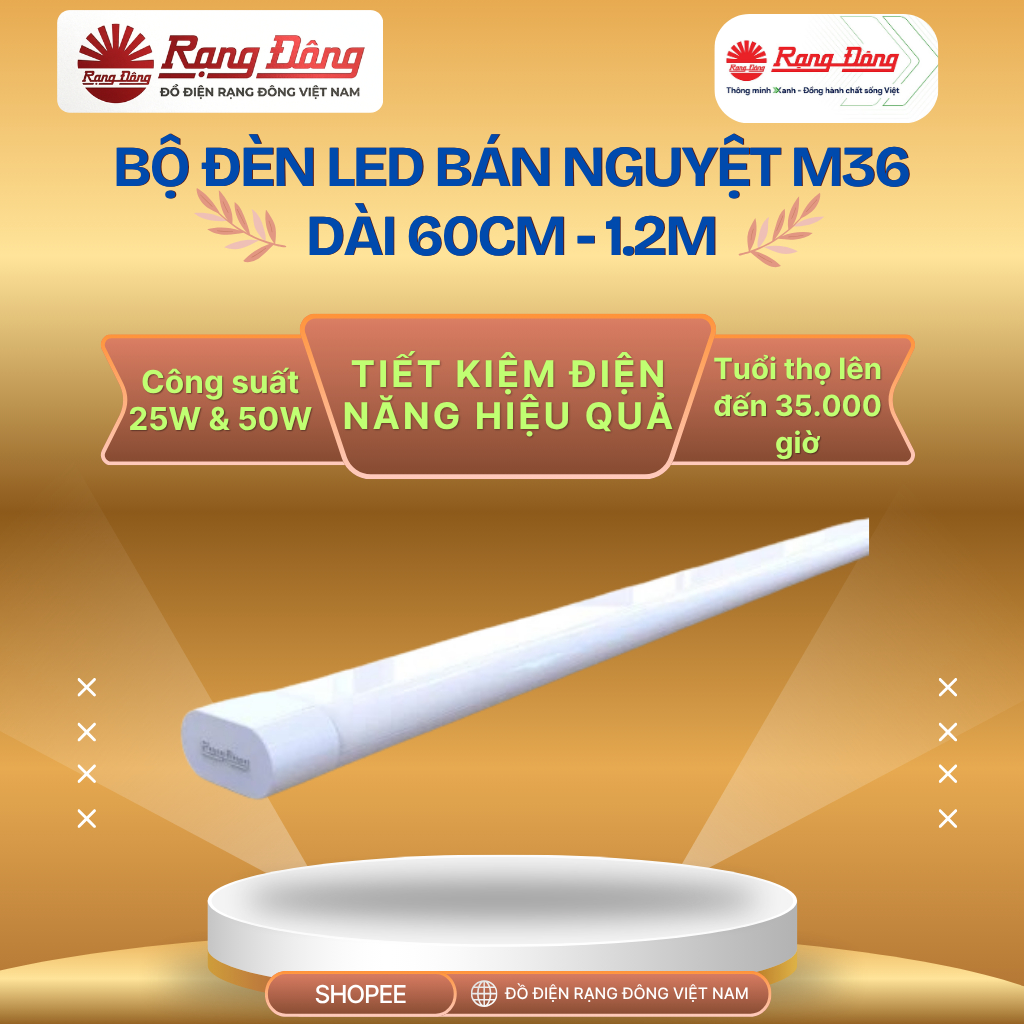 Đèn LED bán nguyệt Rạng Đông M36 công suất 25W & 50W Ánh sáng trắng, tiết kiệm điện năng Model: M36