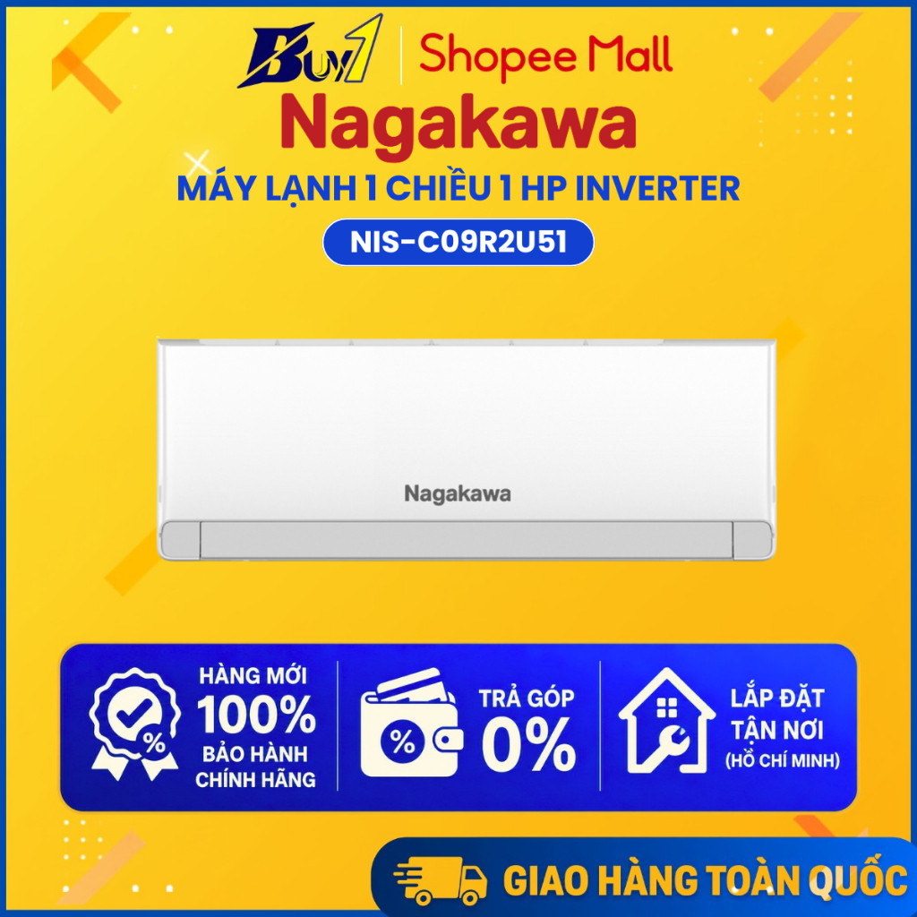 [GIAO TOÀN QUỐC] NIS-C09R2U51 - Máy Lạnh Nagakawa Inverter 1HP NIS-C09R2U51 - Hàng Chính Hãng