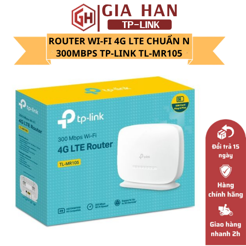 Router WiFi 4G LTE TP-Link TL-MR105 300Mbps - Cắm SIM Phát WiFi Không Cần Cấu Hình, Hỗ Trợ 32 Thiết 