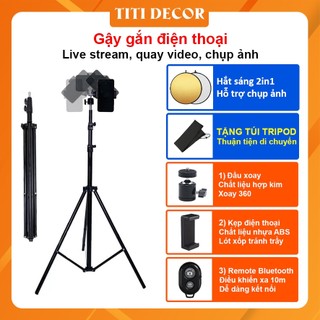 Gậy chụp hình 3 chân điện thoại livestream xoay được 360 độ, live stream điện thoại, quay video