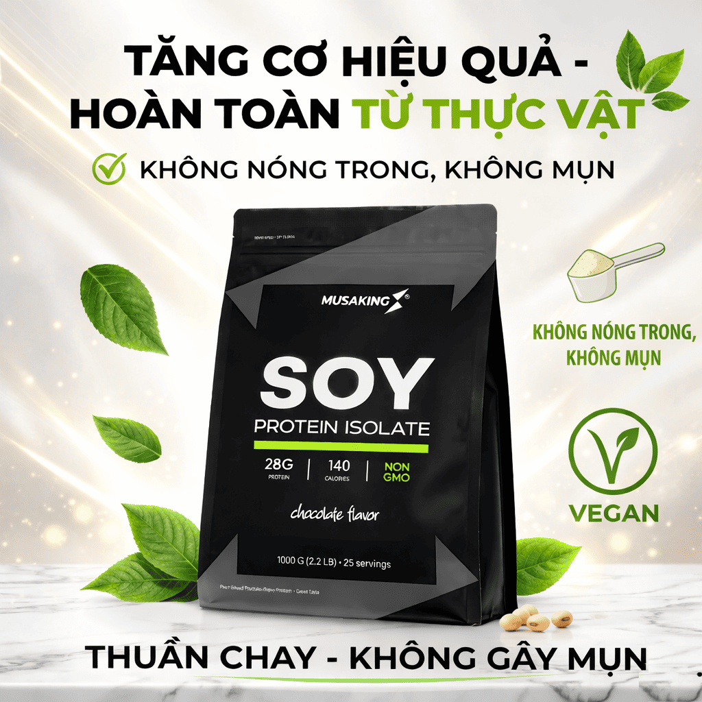 Túi SOY PROTEIN ISOLATE MUSAKING– 28G Protein Đậu Nành Cô Lập, Đạm Thực Vật, Bột Protein Gym