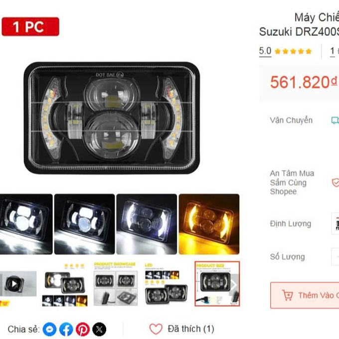 Đèn Pha 4x6" Inch DRL H4656 H4666 H4651 H4652 cho Suzuki DRZ400S DRZ400SM DRZ250 DRZ400 DRZ400E DR20