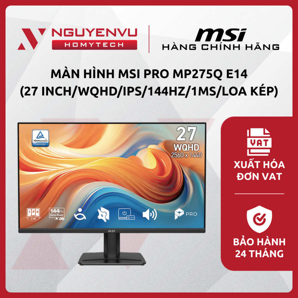 [Full VAT] Màn hình MSI PRO MP275Q E14 (27 inch/WQHD/IPS/144Hz/1ms/Loa kép) - CHÍNH HÃNG