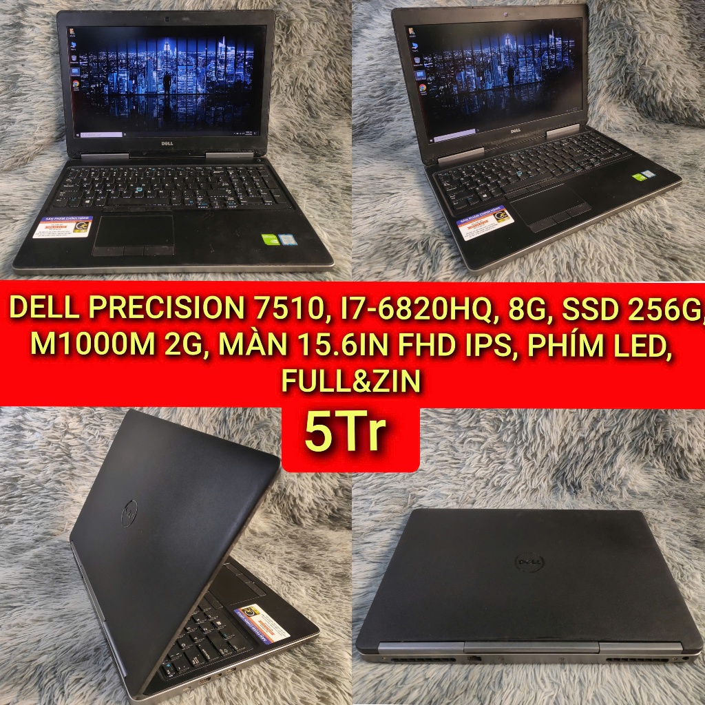 DELL PRECISION 7510, I7-6820HQ, 8G, SSD 256G, M1000M 2G, MÀN 15.6IN FHD IPS, PHÍM LED, FULL&ZIN