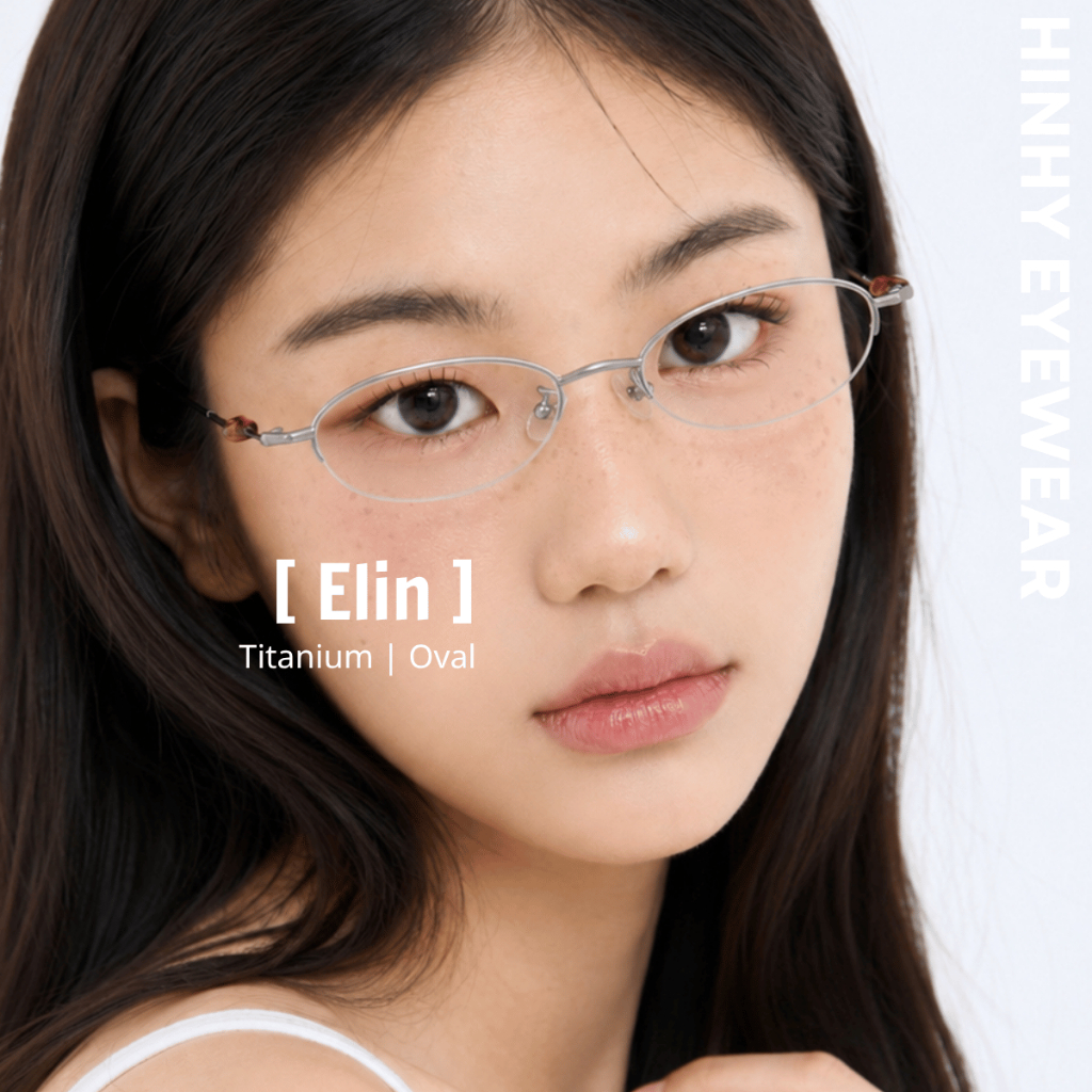 Gọng kính nửa viền oval nhỏ chuyên lắp cận titanium cao cấp [hỗ trợ lắp cận] Tiệm Kính Hinhy | ELIN