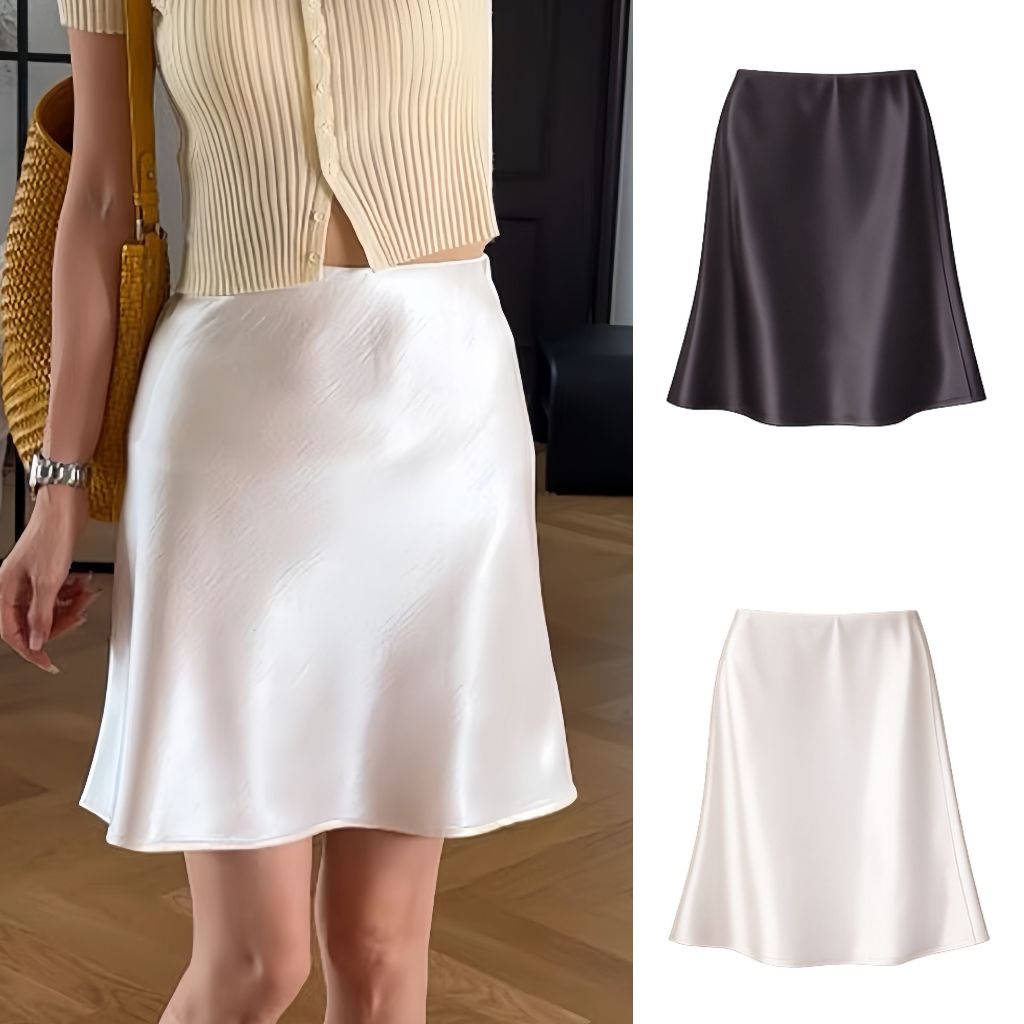 Chân Váy Lụa Dáng Lửng Form A Xoè Nhẹ Thanh Lịch Trẻ Trung Tôn Dáng NV854