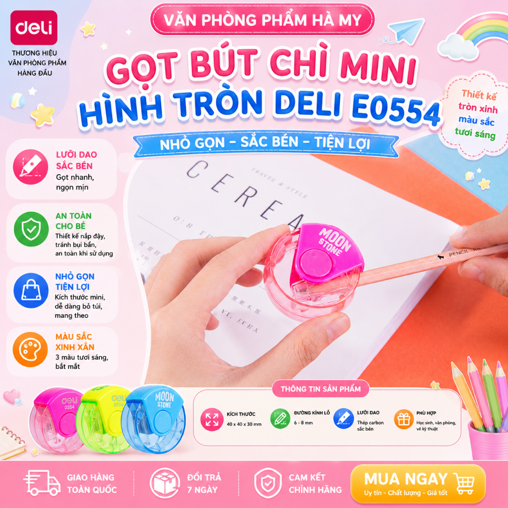 Gọt Bút Chì Mini Hình Tròn Deli E0554