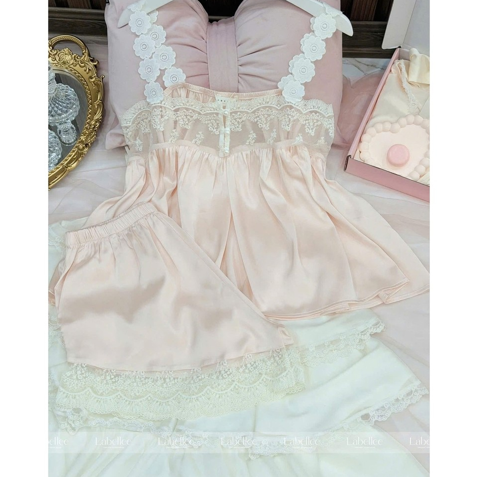 Set 2 dây lụa phối ren điệu đà 2DN27 Labellee mềm nhẹ, dịu dàng thướt tha