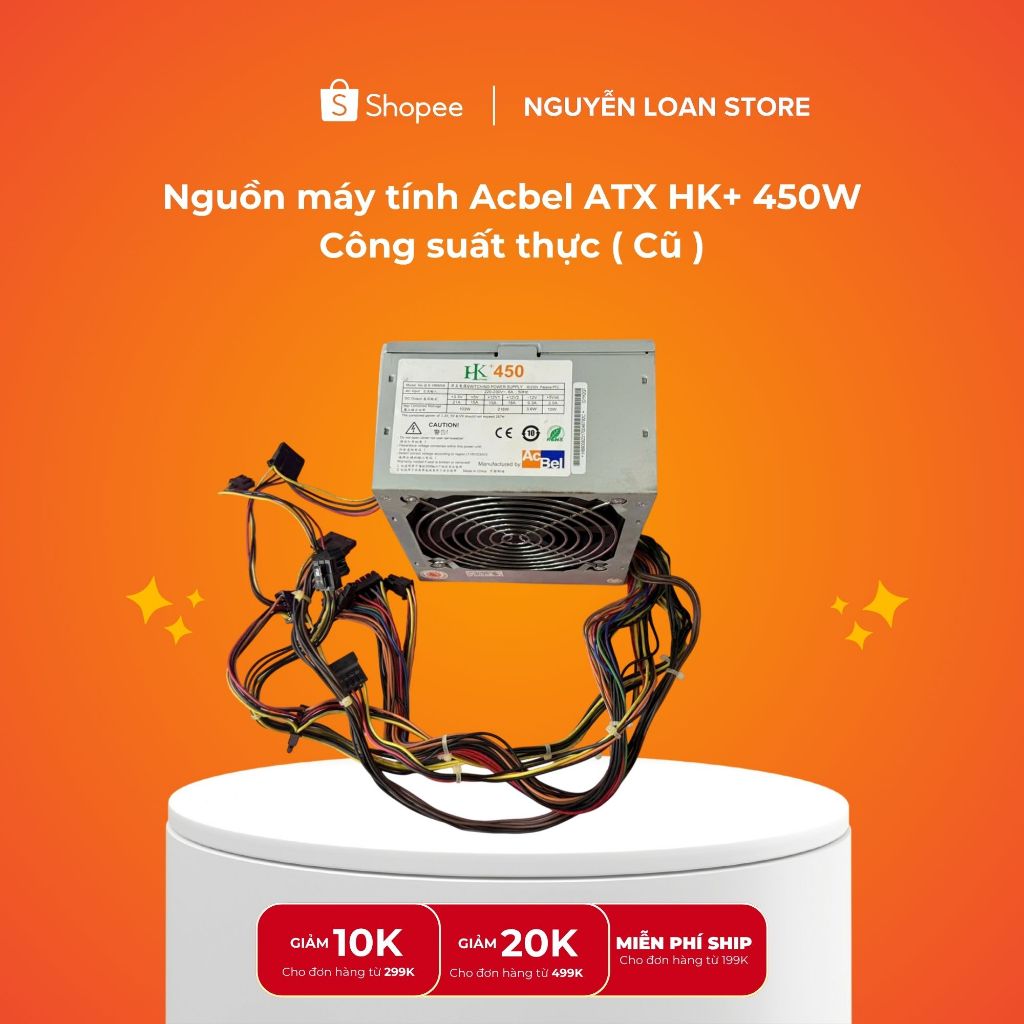 Nguồn Máy Tính Acbel ATX HK+ 450W Công Suất Thực - Hàng Cũ Nguyên Zin Sạch Đẹp